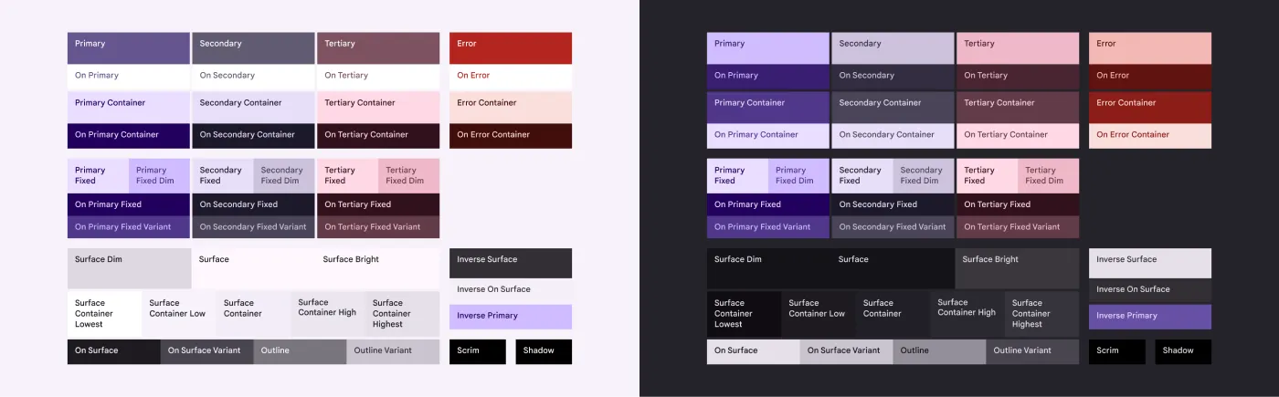 Material Library Color Palette (Standard Color Theme)